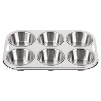 E714 Vogue Stainless Steel 6 Cup Deep Muffin Tray