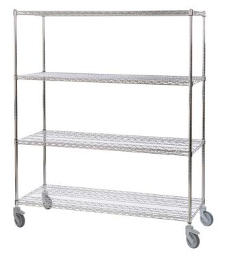 EZ Store 4 Tier Bright Chrome Wire Shelving - Depth 300mm Height 1800mm
