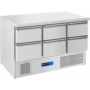 Prodis EC6DSSLE Low Energy Fully Ventilated 6 Drawer Compact Saladette Counter - Flat Top