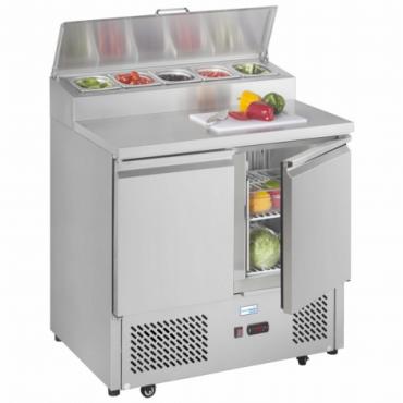 Interlevin ESS900 Commercial 2 Door Refrigerated Gastronorm Prep Counter Saladette