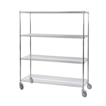 EZ Store 3 Tier Bright Chrome Wire Shelving Depth 300mm Height 1650mm
