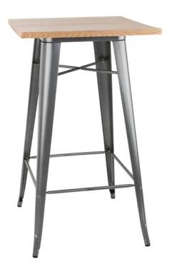 Bolero FB596 Bistro Bar Table with Wooden Top Gun Metal