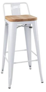 Bolero FB625 Bistro Backrest High Stools with Wooden Seat Pad White (4 Pack)