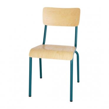 Bolero Cantina Side Chairs with Wooden Seat Pad and Backrest Teal (Pack of 4) FB944