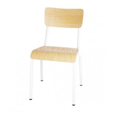 Bolero Cantina Side Chairs with Wooden Seat Pad and Backrest White (Pack of 4)FB945