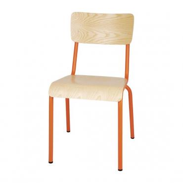 Bolero Cantina Side Chairs with Wooden Seat Pad and Backrest Orange (Pack of 4) FB947