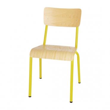 Bolero Cantina Side Chairs with Wooden Seat Pad and Backrest Yellow (Pack of 4) FB948