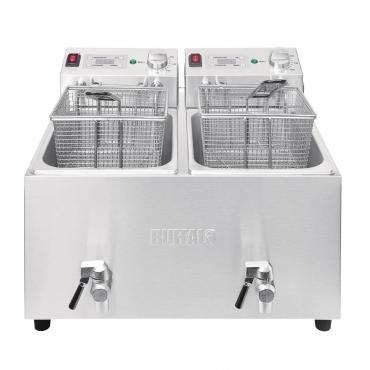 Buffalo FC377 Twin Tank Twin Basket 2x8Ltr Countertop Fryer with Timers 2x6kW