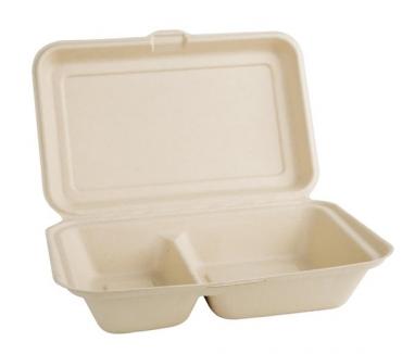 Fiesta Compostable Two-Compartment Hinged Food Containers 253mm (Pack of 200)