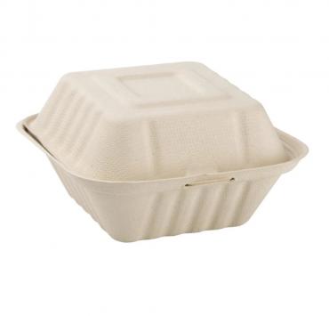 Fiesta Compostable Bagasse Burger Boxes Natural Colour 152mm (Pack of 500)