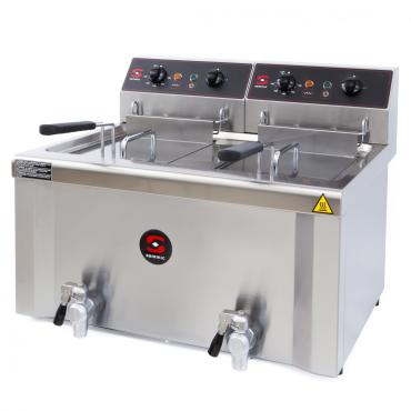 Sammic FE-9+9 Countertop Electric 8+8 Litre, Three Phase, Welded Twin Tank Fryer - 5130125