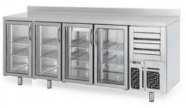 Infrico FMPP2500CR Commercial Tall Back Bar Refrigerated 4 Door Counter