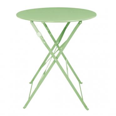 Bolero Round Pavement Style Steel Folding Table Light Green 595mm  - FT272