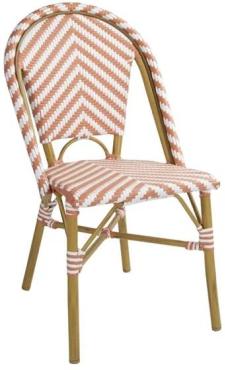 Bolero FU534 Parisian Style Rattan Side Chair Coral (2 Pack)