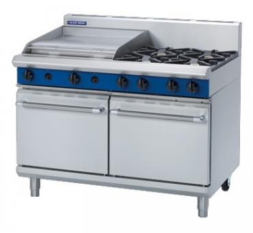 Blue Seal G528B Double Static Oven with 4 Burner Top & 600mm Smooth Griddle