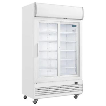 Polar GE581 G-Series Upright Display Cooler with Light Box 950Ltr with Sliding Doors 