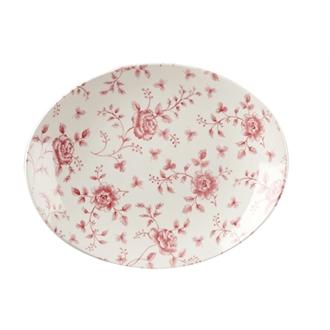 GF306 Churchill Vintage Prints Oval Plates Cranberry Rose Print 315mm
