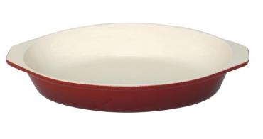 GH317 Vogue Oval Red Cast Iron Gratin Dish Large