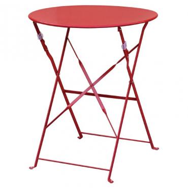 Bolero GH560 Red Pavement Style Steel Table Round 595mm