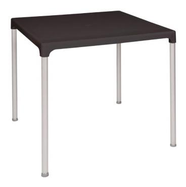 GJ970 Bolero Black Square Table with Aluminium Legs 750mm