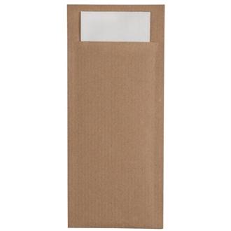 GK916 Kraft Cutlery Pouch Brown with Grey Napkin x 600