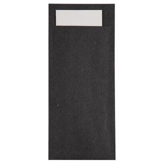 GK917 Black Kraft Cutlery Pouch with White Napkin x 600