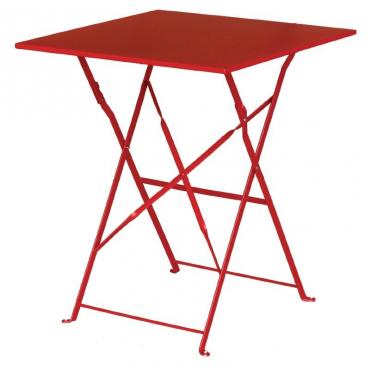 Bolero GK986 Red Pavement Style Steel Table Square 600mm