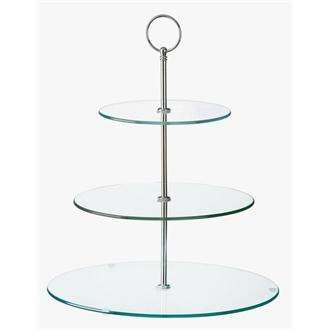 GL080 Glass Three Tiered Afternoon Tea Cake Stand