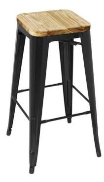 Bolero GM640 Bistro High Stools with Wooden Seat Pad Black (4 Pack)