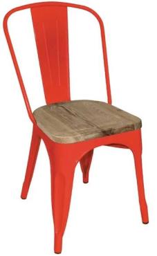Bolero GM643 Bistro Side Chairs with Wooden Seat Pad Red (4 Pack)