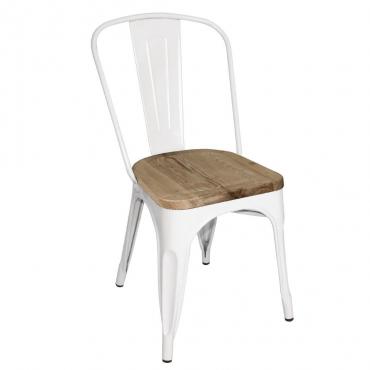 Bolero GM644 Bistro Side Chairs with Wooden Seat Pad (White) Pack of 4