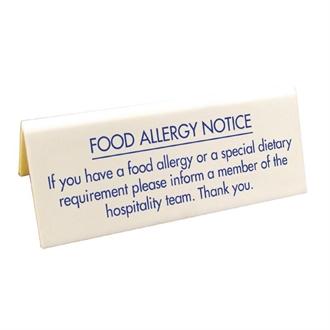 Vogue GM815 Food allergy table notice