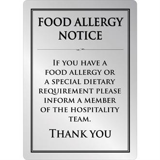 GM816 Food allergy sign silver A4