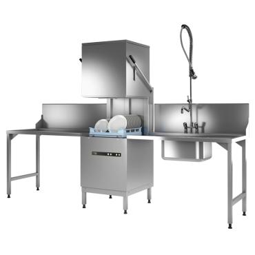 Hobart Ecomax H604SW Commercial Passthrough Dishwasher with an Integrated Softener