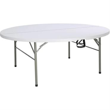Bolero HC270 Round PE Centre Folding Table White 6ft
