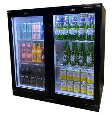 Hallco HC2BK Double Door Hinged Undercounter Bottle Cooler - 166 x 330ml Bottles