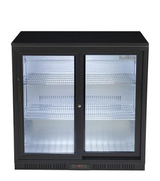 Hallco HC2BK-SD Double Door Sliding Undercounter Bottle Cooler - 166 x 330ml Bottles