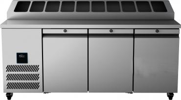 Williams HJC3-SA-RPH 3 Door Refrigerated Prep Counter With Raised Pan Holders