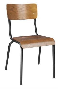 Bolero HS551 Cantina Side Chairs with Dark Wooden Seat Pad (4 Pack)