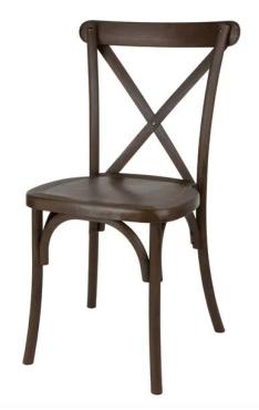 Bolero HW281 Manhattan Cross-Back Resin Chairs Dark Wood Effect (4 Pack)