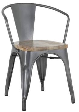 Bolero HZ805 Bistro Curve Armchairs with Wooden Seat Pad Gunmetal (4 Pack)