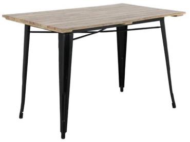 Bolero HZ810 Bistro Dining Table Slatted Mango Wood Top Black 1200mm