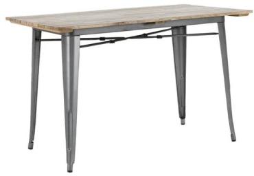 Bolero HZ811 Bistro Dining Table Slatted Mango Wood Top Gunmetal 1200mm
