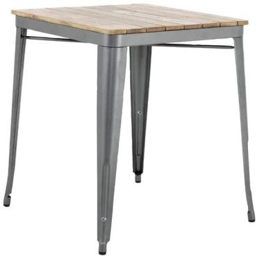 Bolero HZ813 Bistro Dining Table Slatted Mango Wood Top Gunmetal Frame 650mm