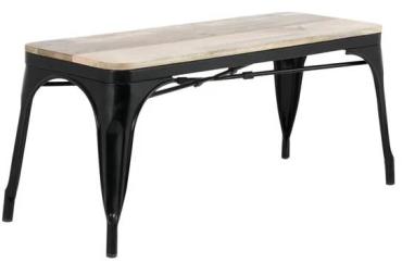 Bolero HZ814 Bistro Indoor Bench Mango Wood & Black Frame 1000mm (2 Pack)
