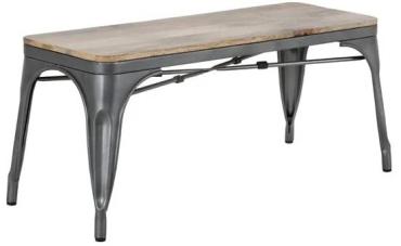 Bolero HZ815 Bistro Indoor Bench Mango Wood & Gunmetal Frame 1000mm (2 Pack)