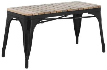 Bolero HZ816 Bistro Indoor Bench Slatted Mango Wood & Black Frame 850mm (2 Pack)