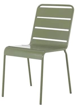 Bolero HZ818 Amalfi Slatted Steel Side Chairs Olive Green (4 Pack)