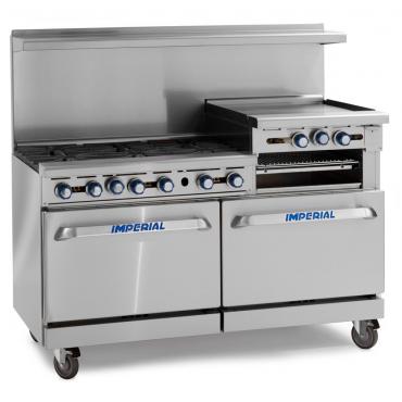 Imperial IR6RG24 6 Burner Open Top Double Oven with 610mm RSD Griddle & Grill
