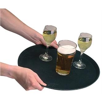 J847 Kristallon Round Anti Slip Tray Black 16 in